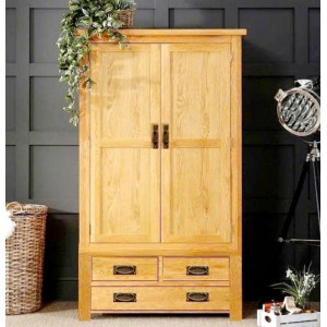 Rustic Oak - 1m05 Lắp Ráp : Tủ Áo Gỗ Sồi 2 Cánh 